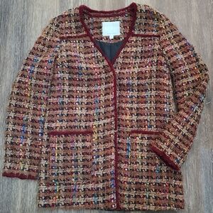 Anthropologie Harlequin tweed longline jacket Womens Size XS